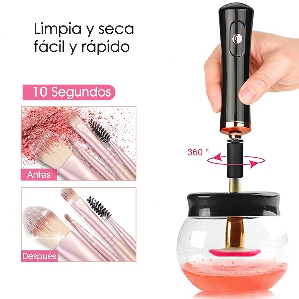 💄 Limpiador Automático de Brochas 2 en 1