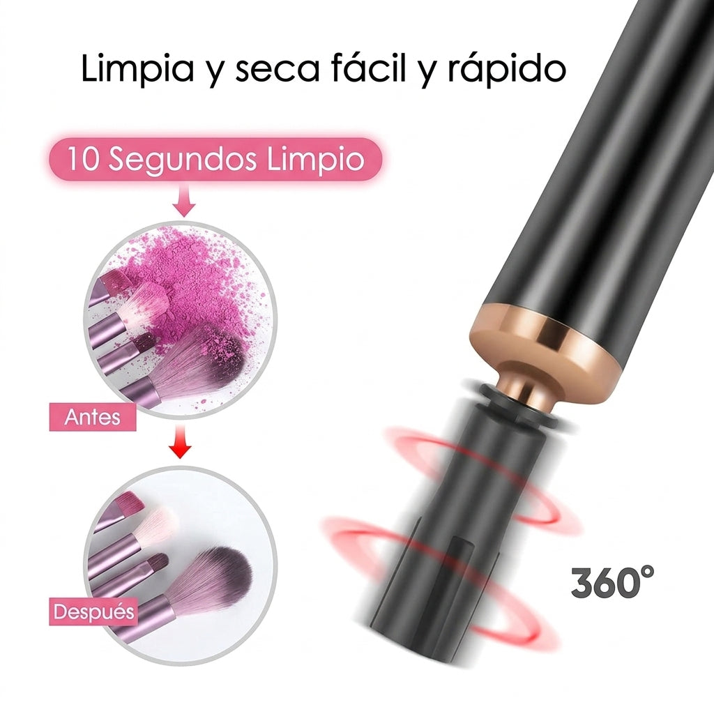 💄 Limpiador Automático de Brochas 2 en 1